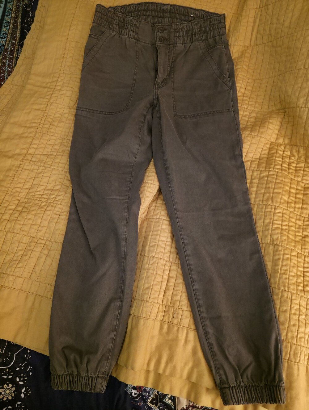 American Eagle Outfitters Womens Brown Elastic Waist Stretch Pants Size 10 Short